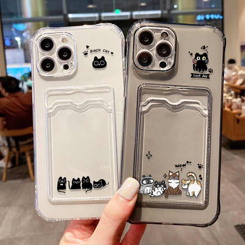 Place Card Holder - Cute Black Cat Phone Case For