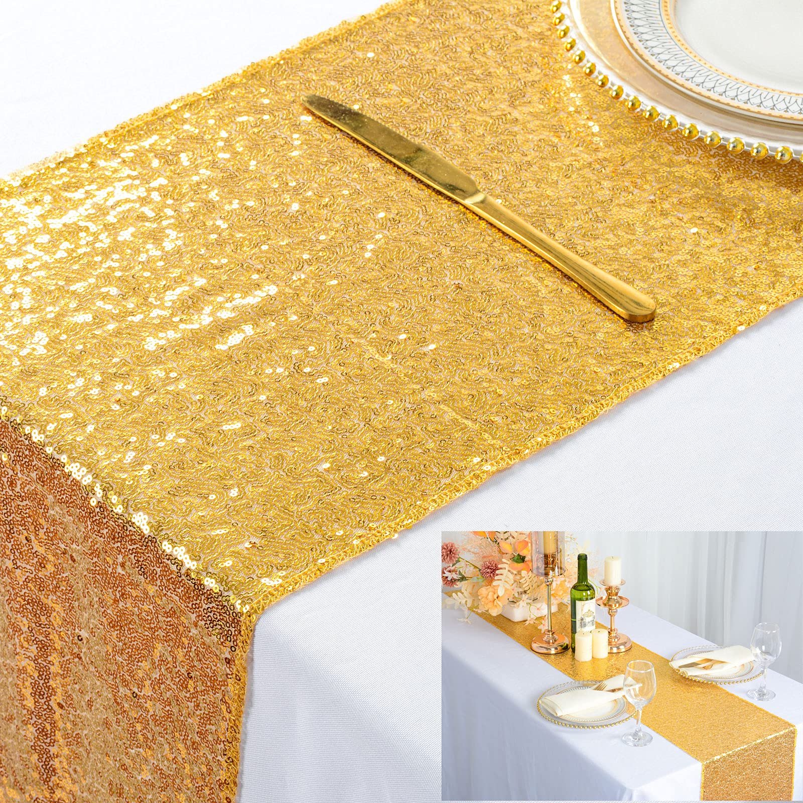 Table Runner Sequin - Sequin Table Runners Gold Table Runner
