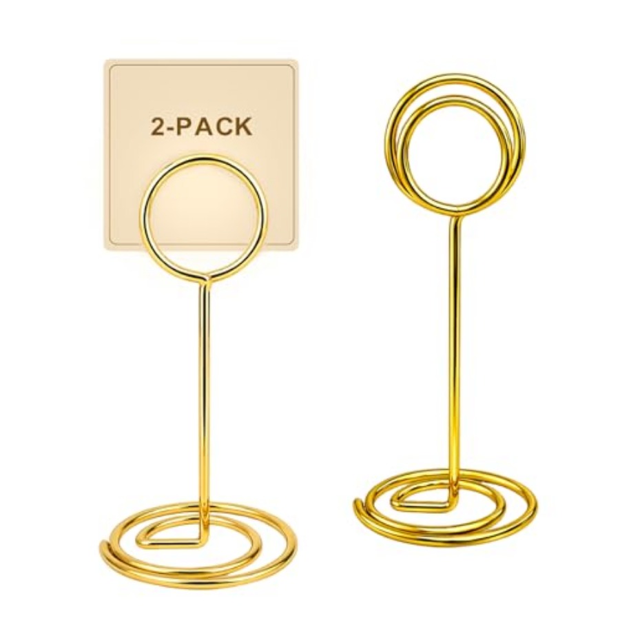 Table Number Gold - Gold Metal Table Number Holders, 6