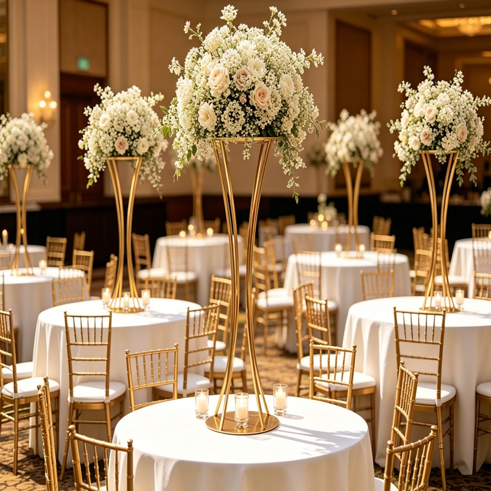 Flower Girl Basket - 10pcs)60-110cm) sliver/white/black/Gold Wedding Flower Stand Tall
