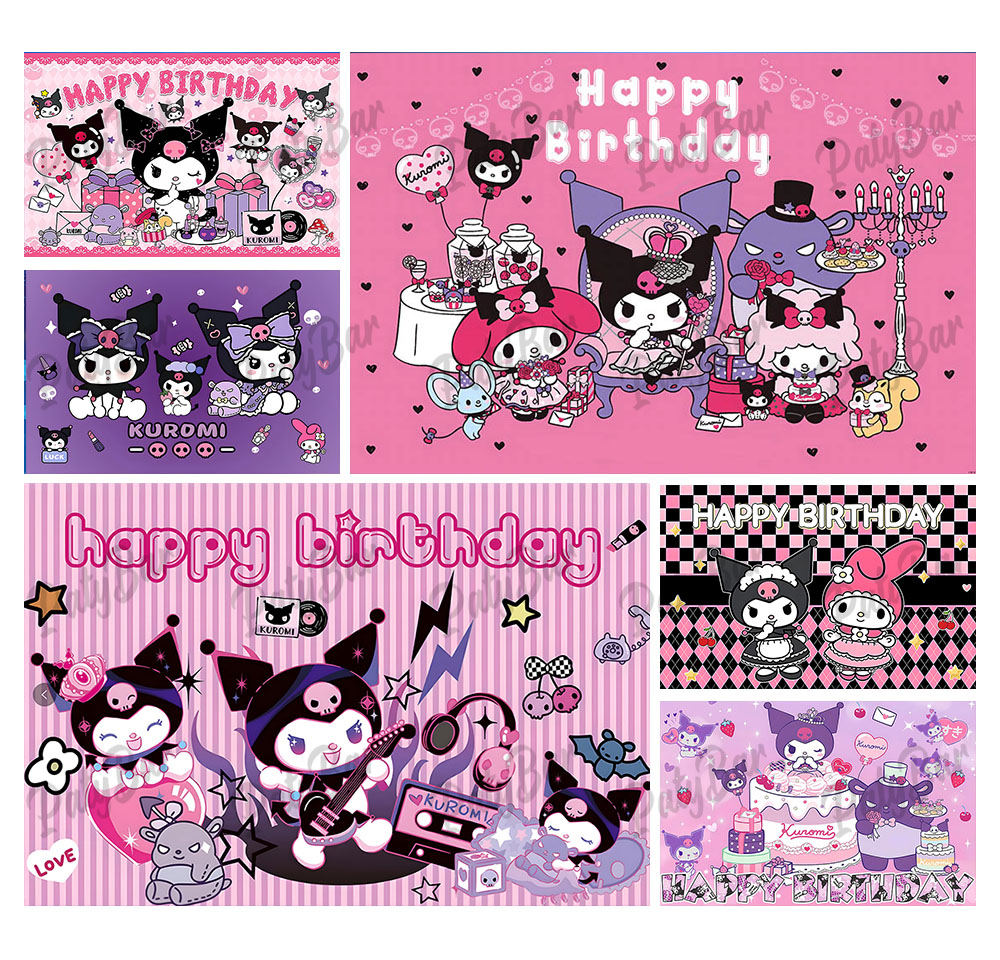 Cute Purple Pink Kuromi Backdr - Photo Booth Prop incelemesi ve fiyatı