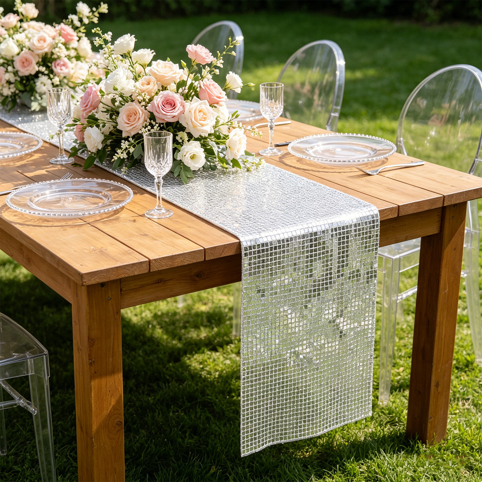 Silver Sequin Table Runner 275 - Table Runner Sequin incelemesi ve fiyatı
