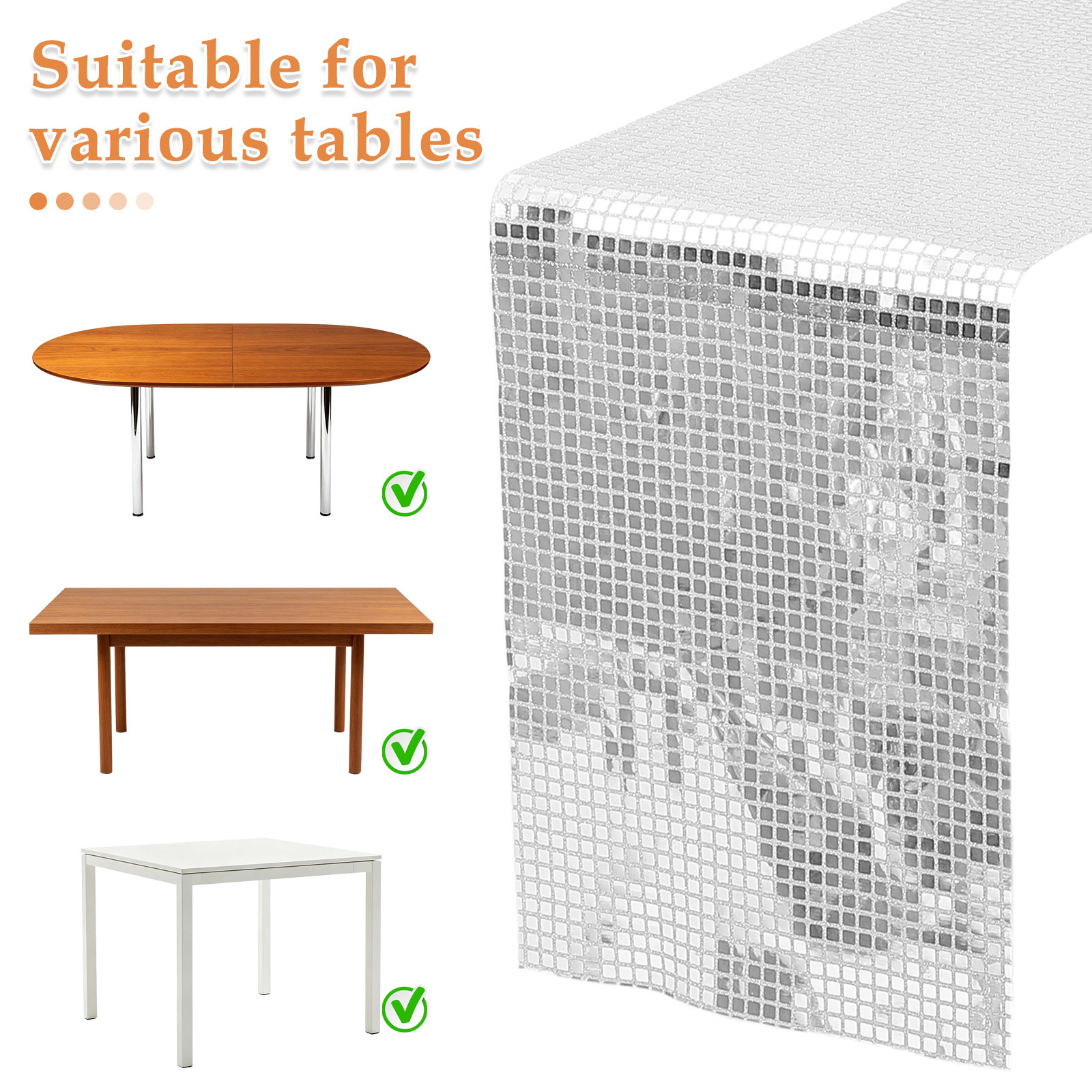Silver Sequin Table Runner 275 - Table Runner Sequin incelemesi ve fiyatı