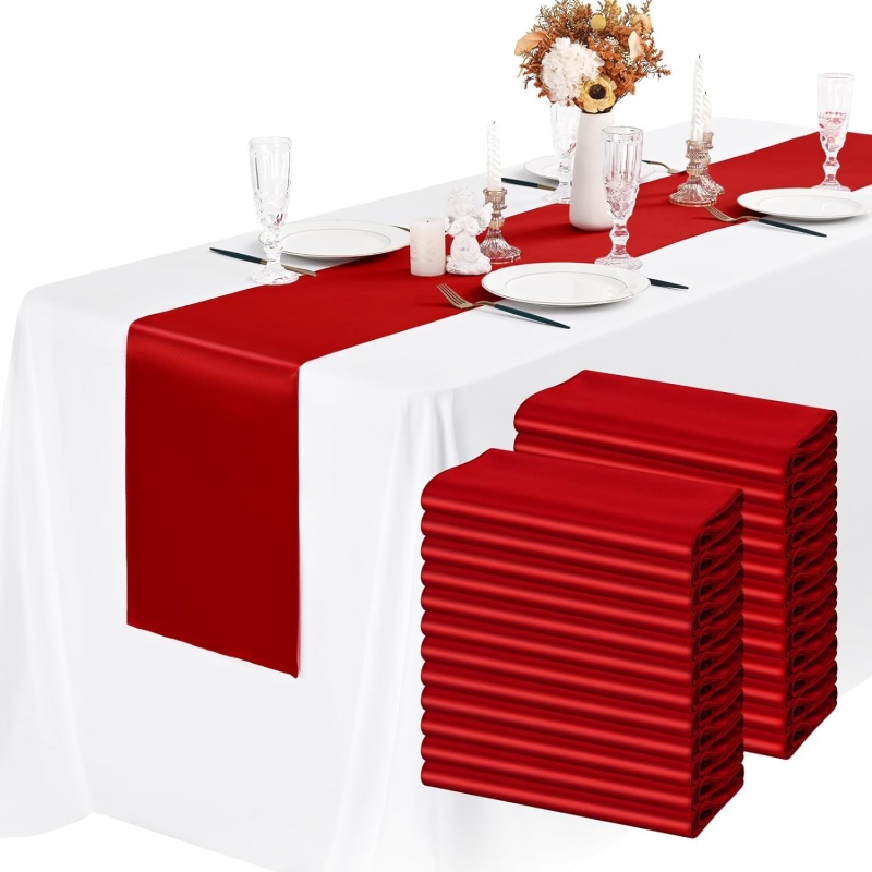 New 10-1PC Shiny Satin Banquet - Table Runner Sequin incelemesi ve fiyatı
