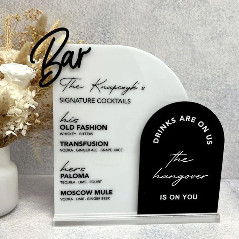 Custom Bar Menu with 3D Cutout - Table Number Gold incelemesi ve fiyatı