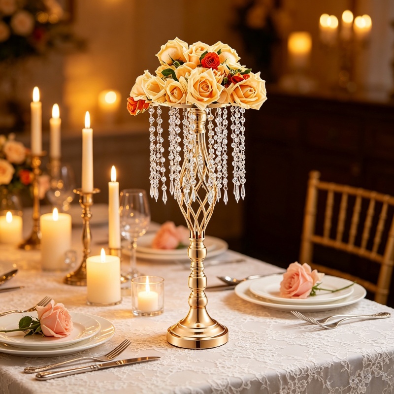 Elegant Tall Gold Crystal Flow - Flower Girl Basket incelemesi ve fiyatı