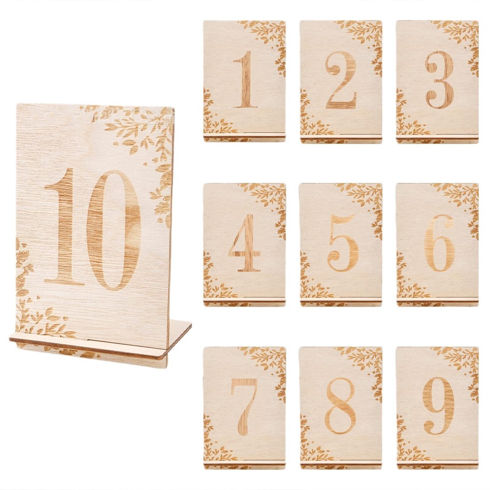 10pcs 1-10 Numbers Wooden Tabl - Table Number Gold incelemesi ve fiyatı