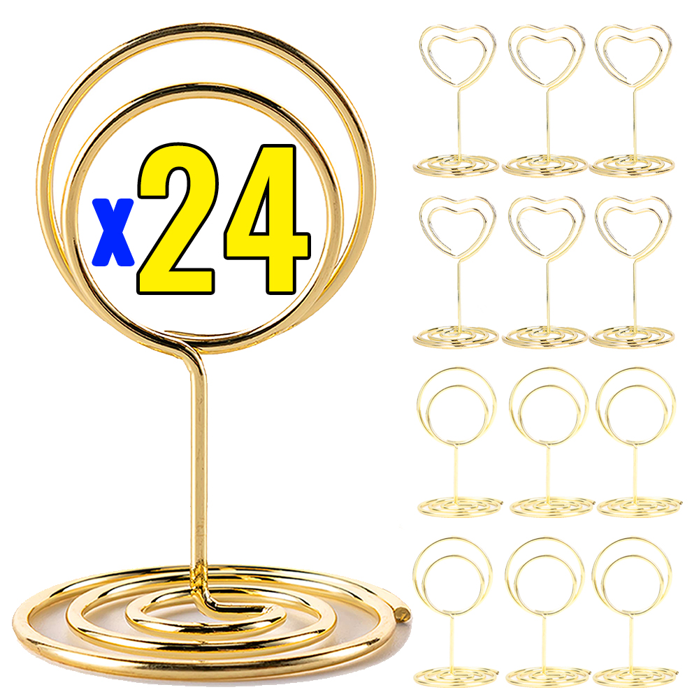 24-2pcs Metal Place Card Holde - Table Number Gold incelemesi ve fiyatı