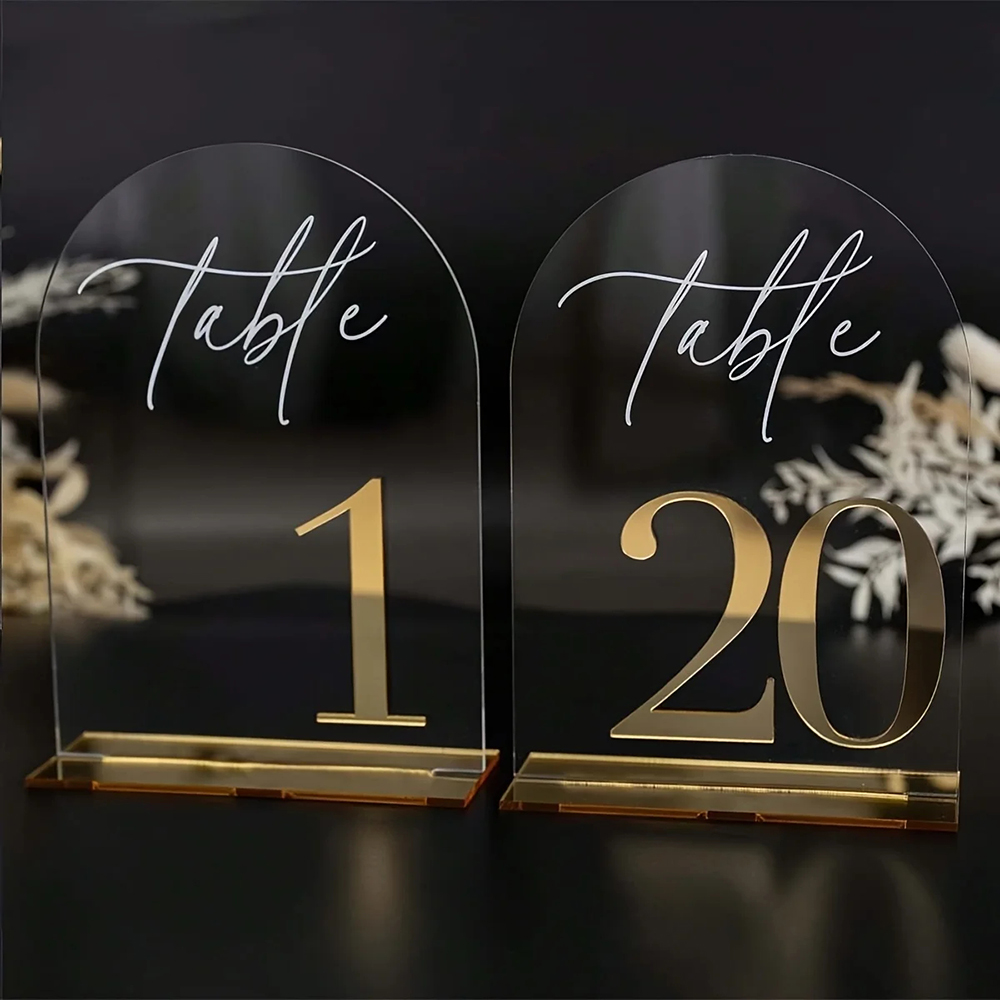 Custom 1 and 10pcs clear Acryl - Table Number Gold incelemesi ve fiyatı