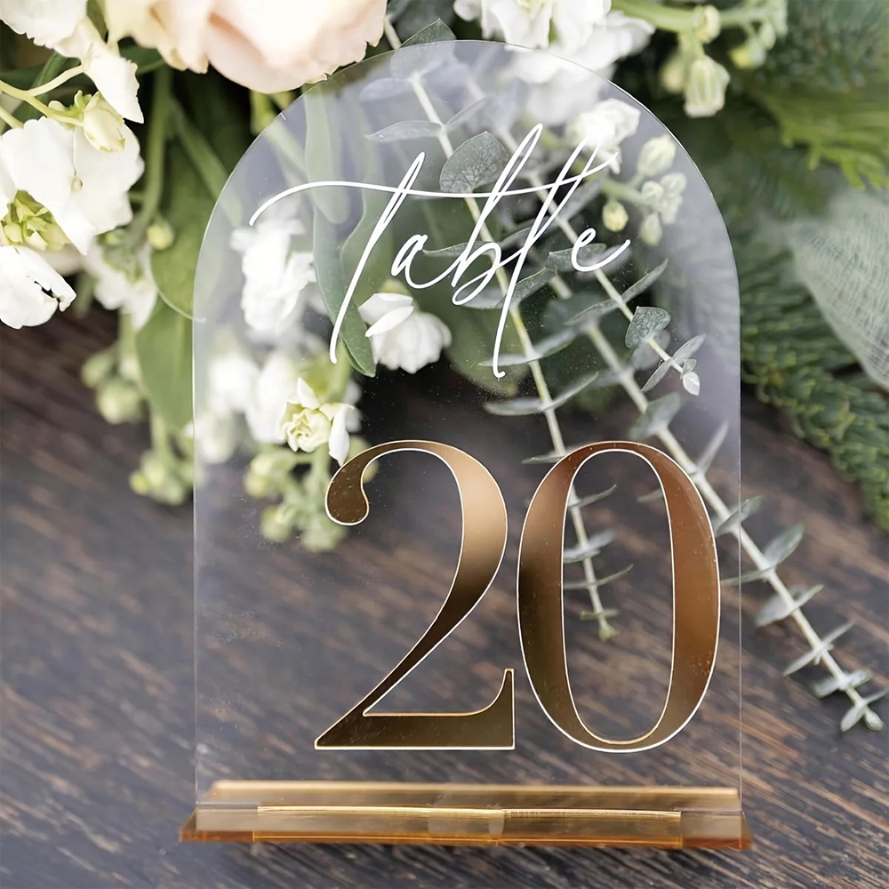Custom 1 and 10pcs clear Acryl - Table Number Gold incelemesi ve fiyatı