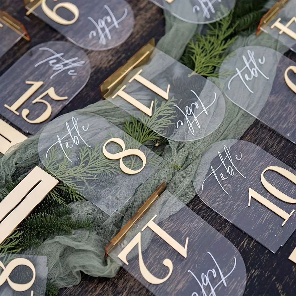 Custom 1 and 10pcs clear Acryl - Table Number Gold incelemesi ve fiyatı