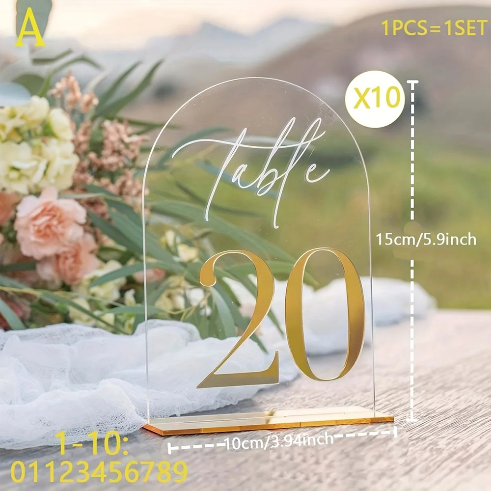 Custom 1 and 10pcs clear Acryl - Table Number Gold incelemesi ve fiyatı