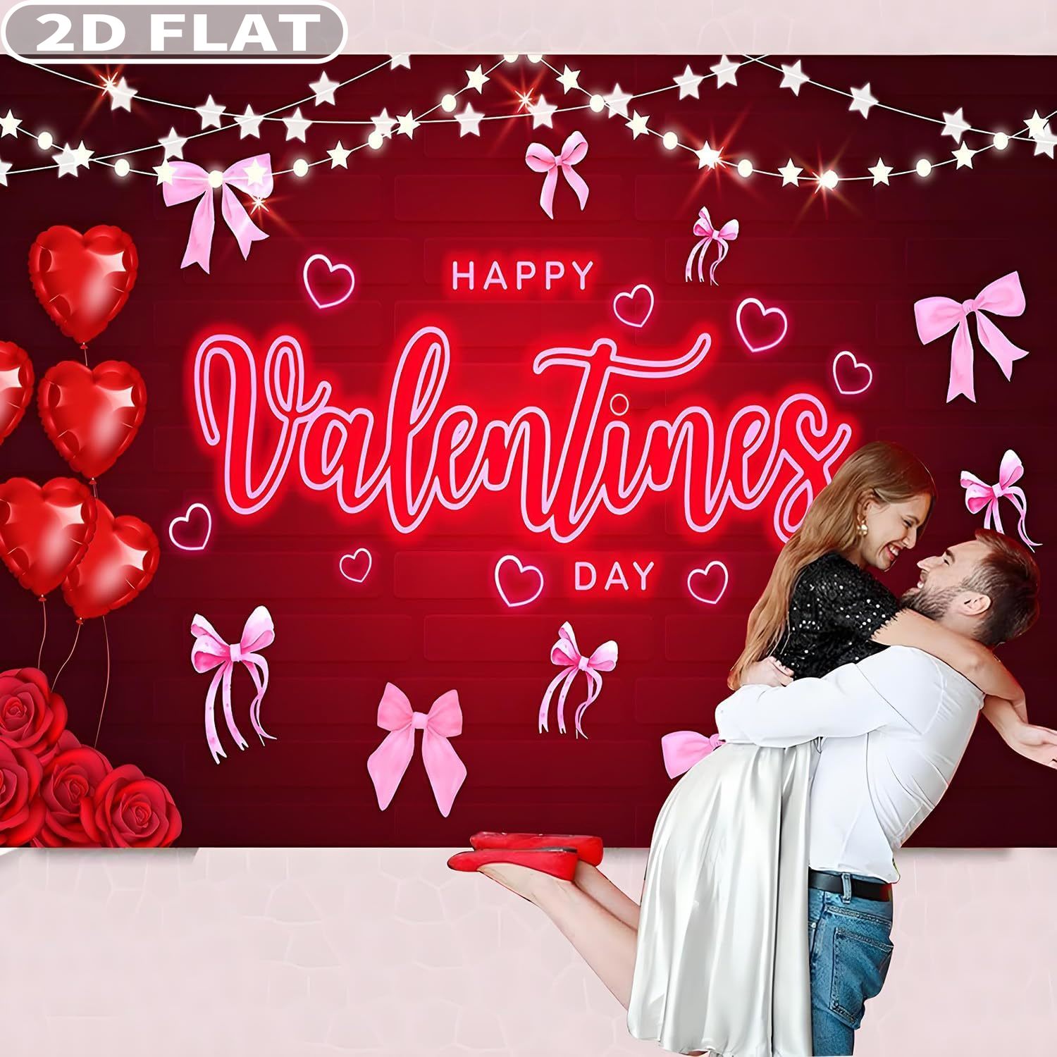 2D FLAT 1pc Happy Valentine's  - Photo Booth Prop incelemesi ve fiyatı