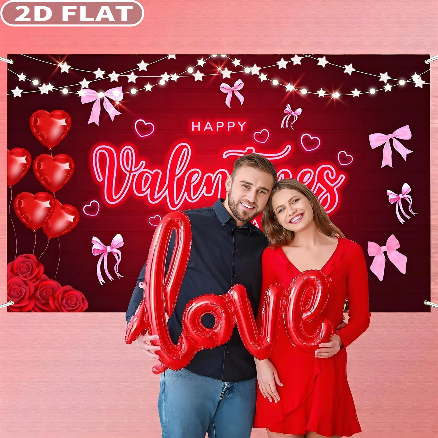 2D FLAT 1pc Happy Valentine's  - Photo Booth Prop incelemesi ve fiyatı