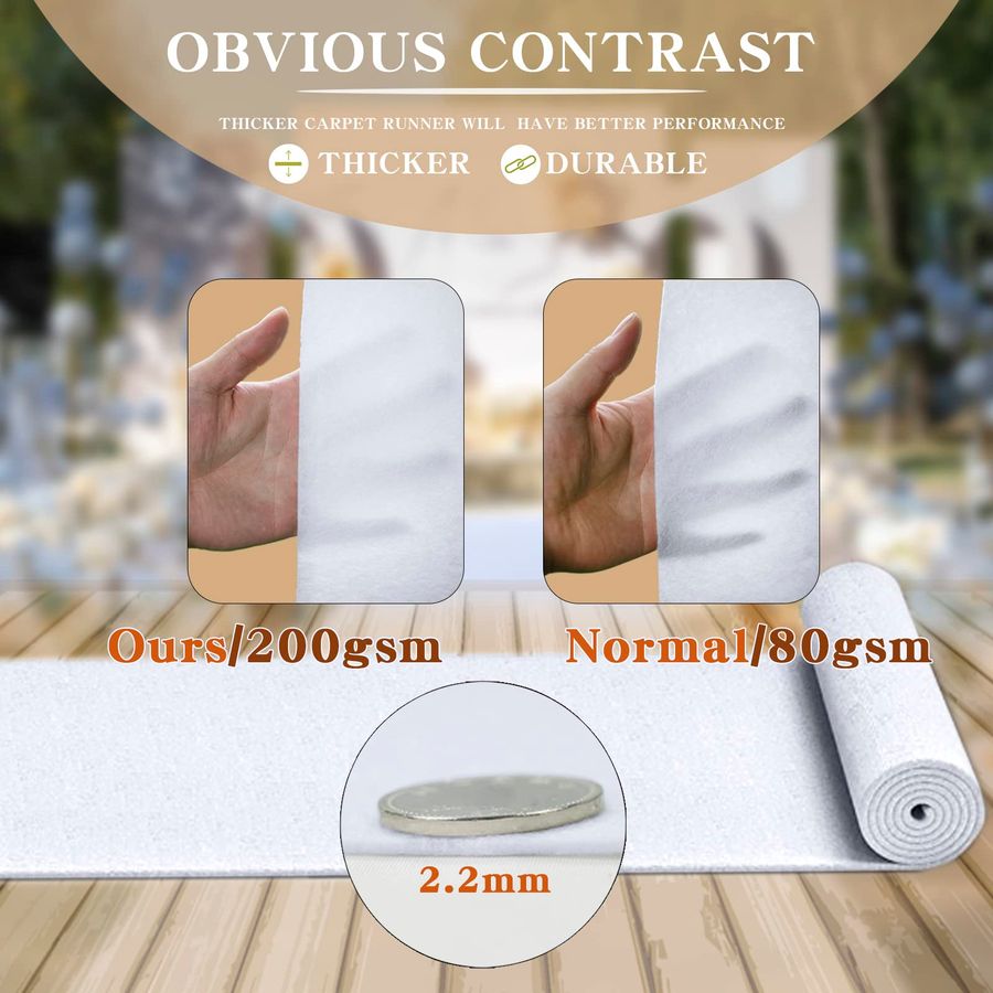 Thick White Carpet Runner for  - Aisle Runner White incelemesi ve fiyatı