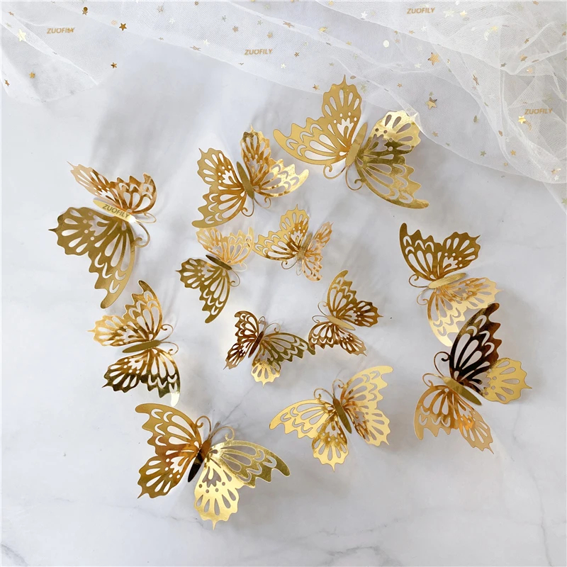 12/36Pcs 3D Hollow Butterfly W - Wedding Package Gold incelemesi ve fiyatı