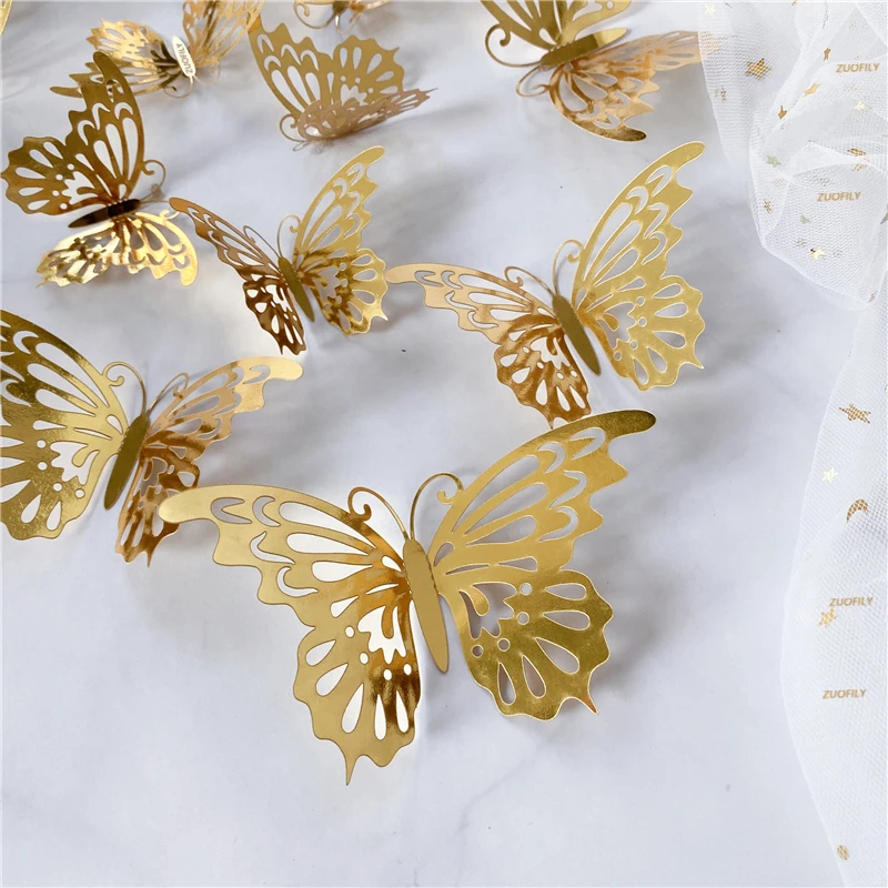 12/36Pcs 3D Hollow Butterfly W - Wedding Package Gold incelemesi ve fiyatı
