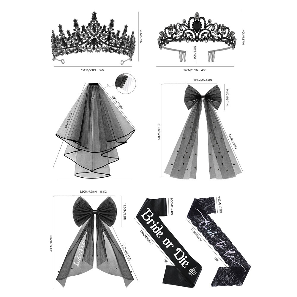 3pcs Gothic Black Bachelorette - Bride Tribe Sash incelemesi ve fiyatı