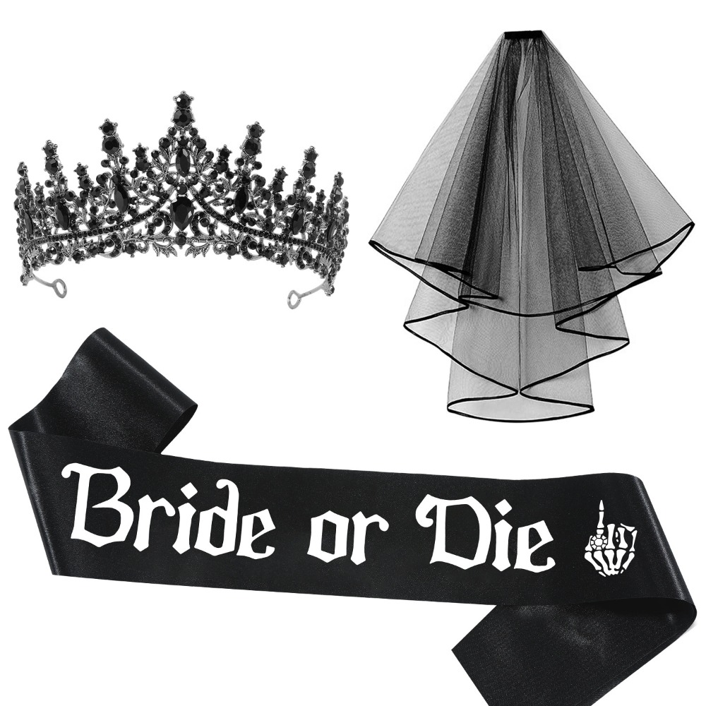3pcs Gothic Black Bachelorette - Bride Tribe Sash incelemesi ve fiyatı