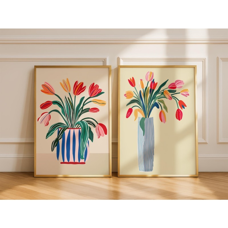 2pcs Tulip Flowers Canvas Wall - Flower Girl Basket incelemesi ve fiyatı