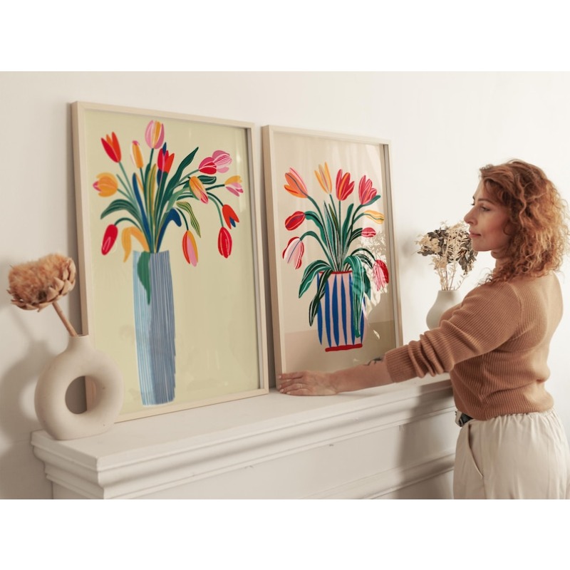 2pcs Tulip Flowers Canvas Wall - Flower Girl Basket incelemesi ve fiyatı