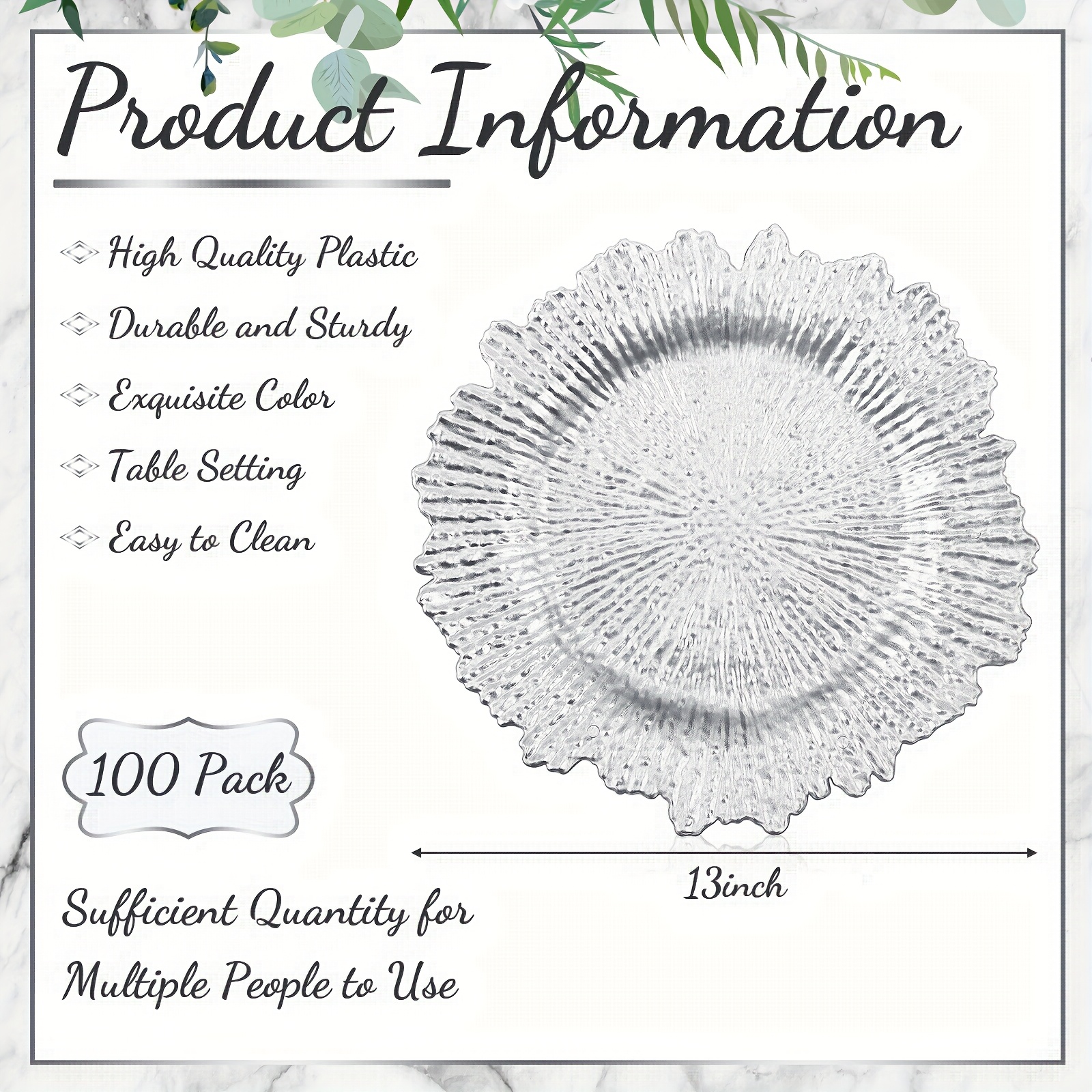 100pcs Reef Charger Plates Bul - Wedding Supply In Bulk incelemesi ve fiyatı