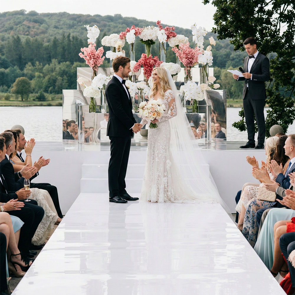 White Mirrored Floor Wedding A - Aisle Runner White incelemesi ve fiyatı