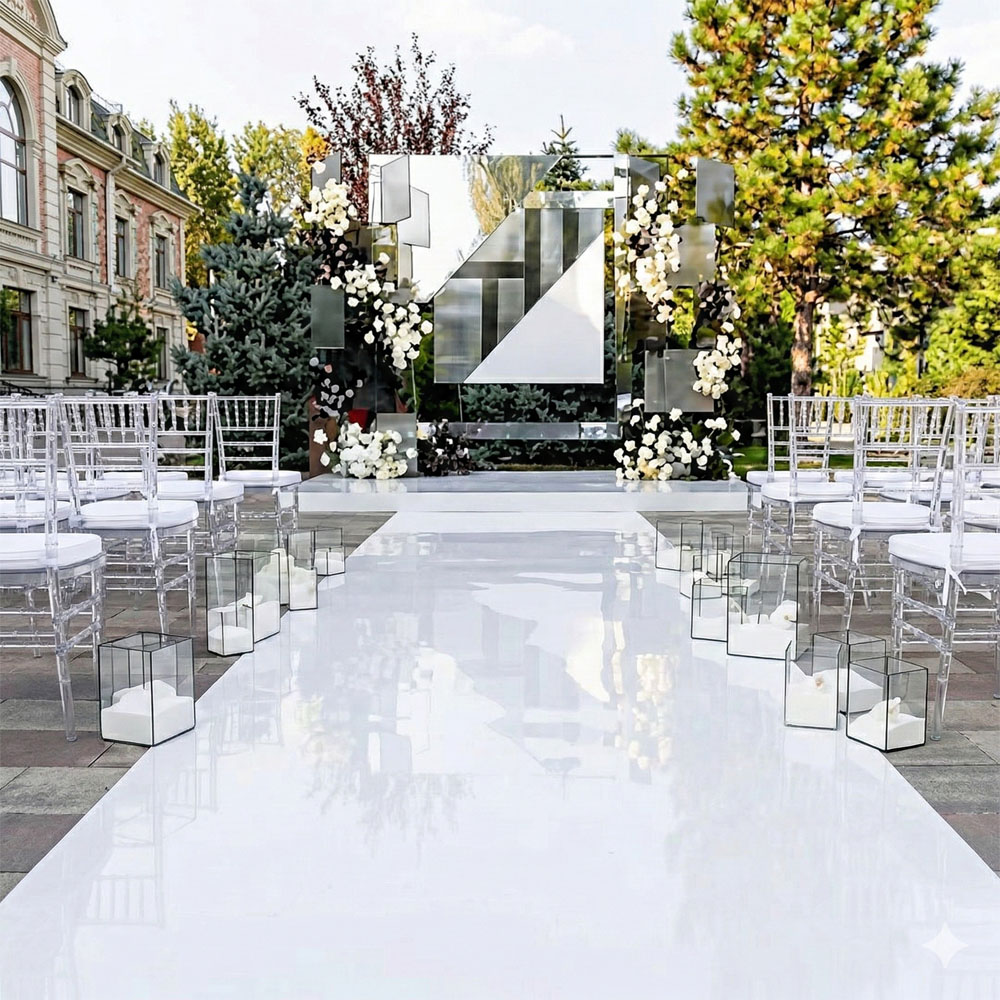 White Mirrored Floor Wedding A - Aisle Runner White incelemesi ve fiyatı