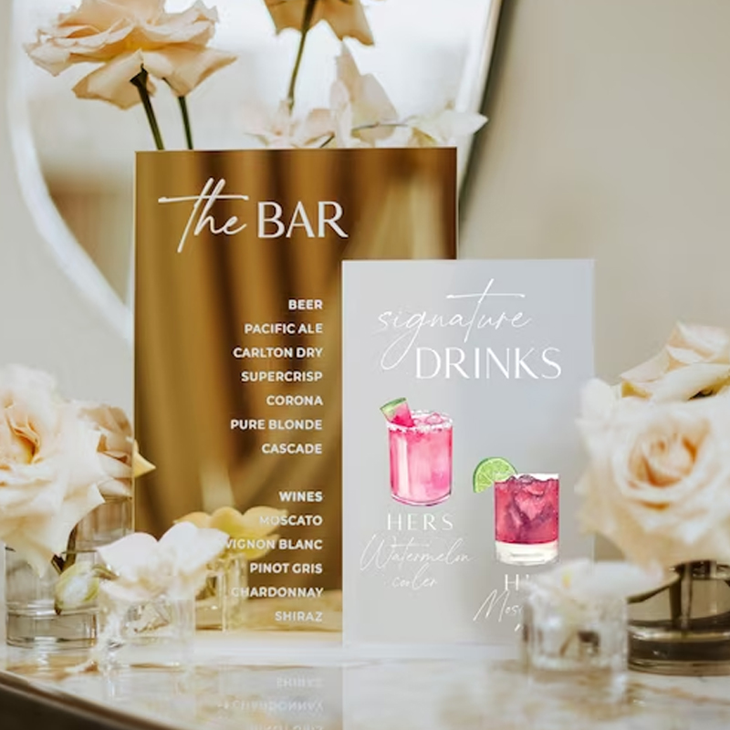 Signature Drink Sign,His and H - Table Number Gold incelemesi ve fiyatı