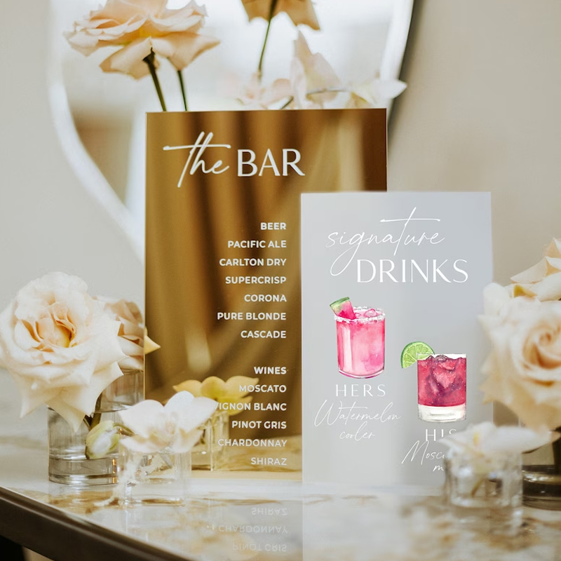 Signature Drink Sign,His and H - Table Number Gold incelemesi ve fiyatı