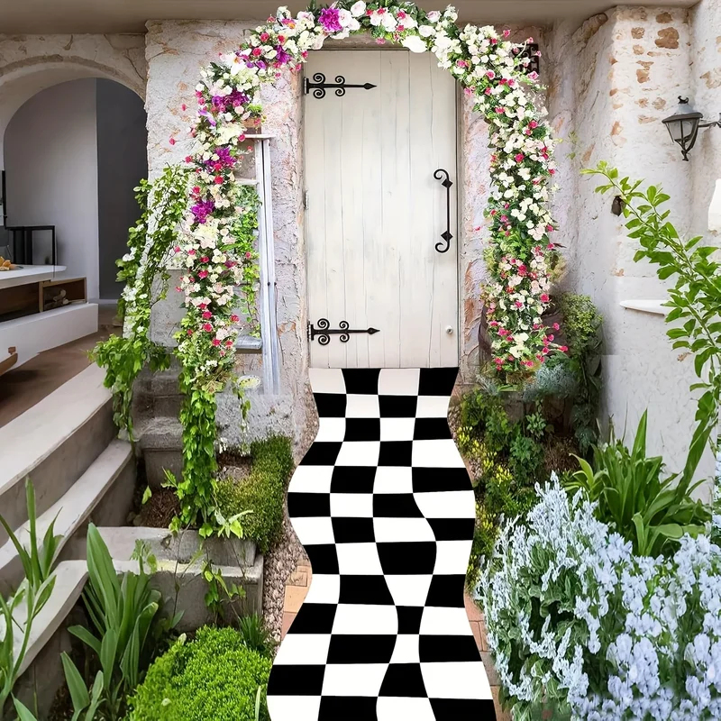 VIKAMA Black White Checkered R - Aisle Runner White incelemesi ve fiyatı